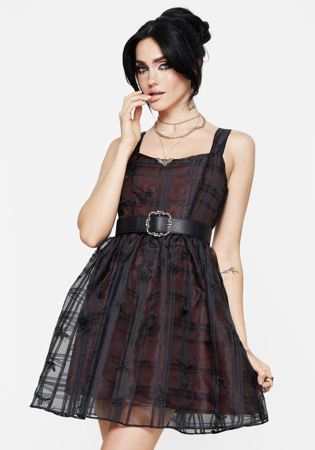 Sedona Organza Check Embroidered Mini Dress Product Image
