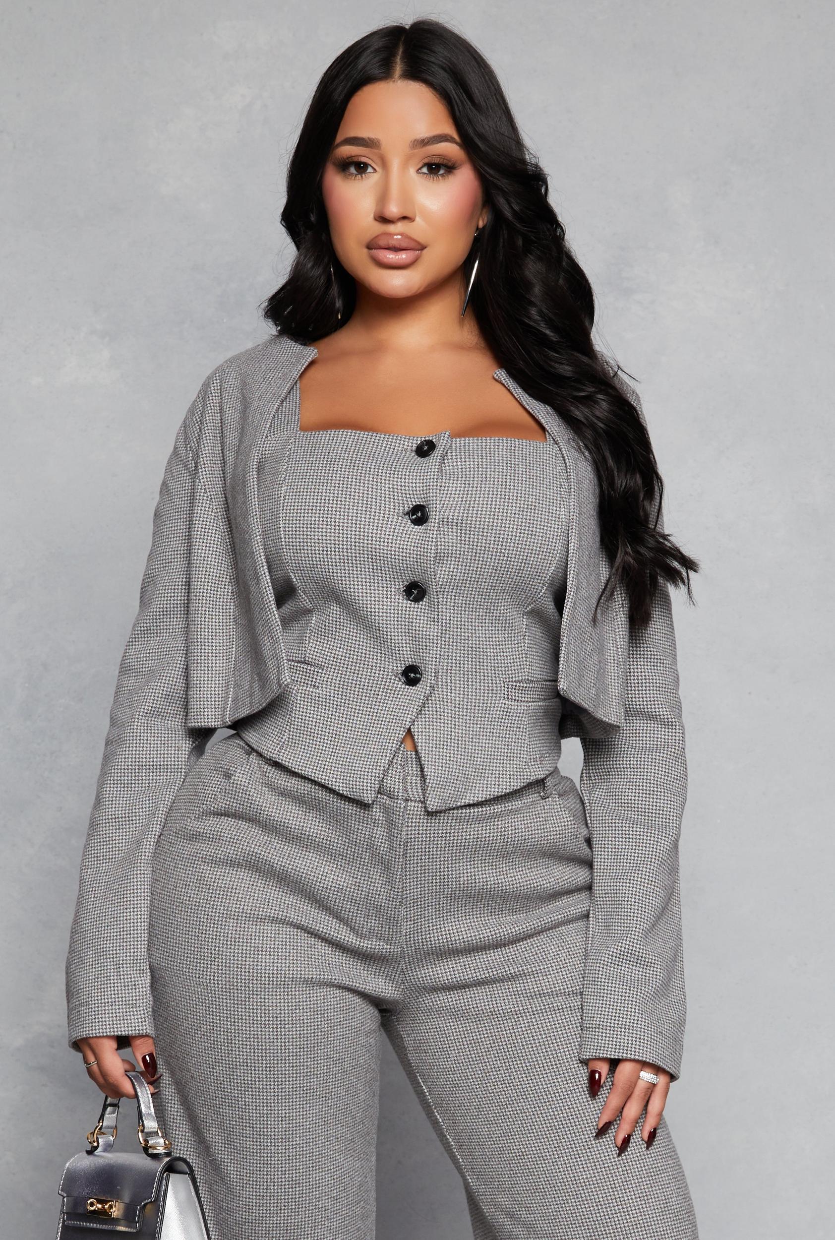 Womens Iris Houndstooth Cropped Blazer Product Image