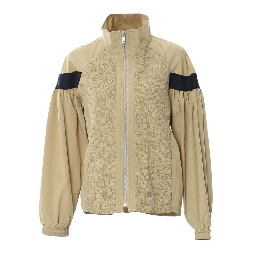 Stand Collar Two Tone Zip Up Jacket Product Image