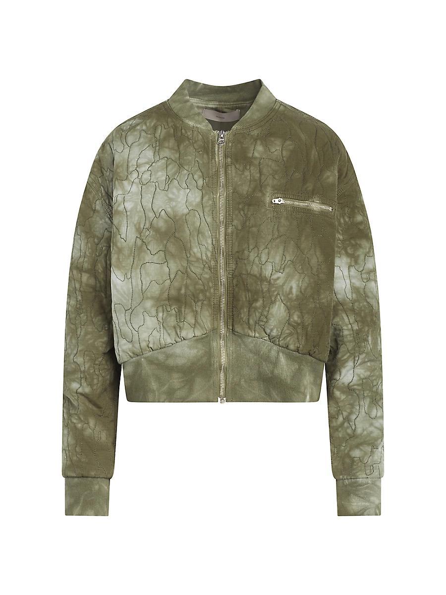 Womens Cropped Embroidered Bomber Jacket Product Image