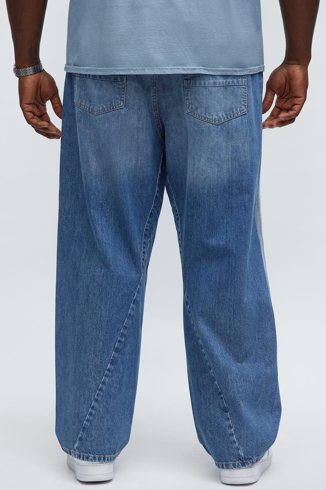 Chatsworth Twisted Seam Baggy Jeans - Medium Blue Wash Product Image