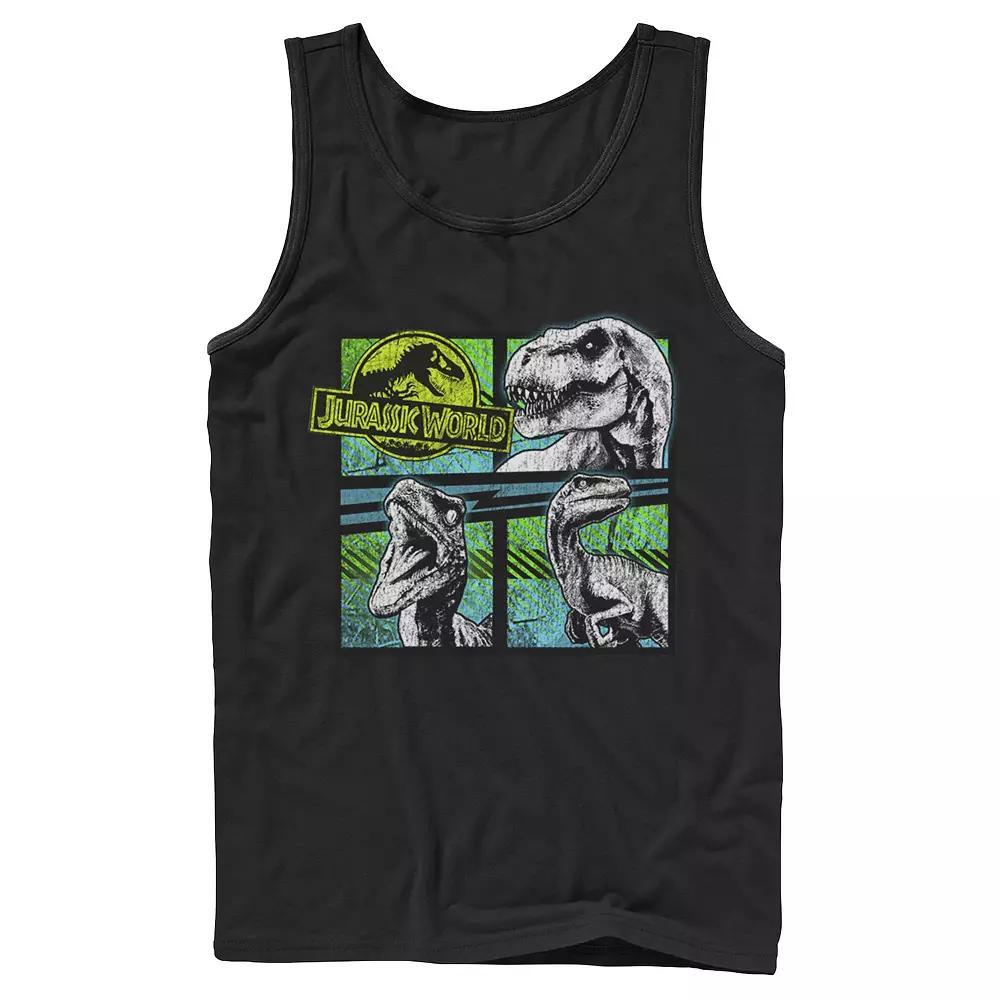 Mens Jurassic World Dinosaurs Group Of 3 Neon Graphic Tank Top Grey Product Image