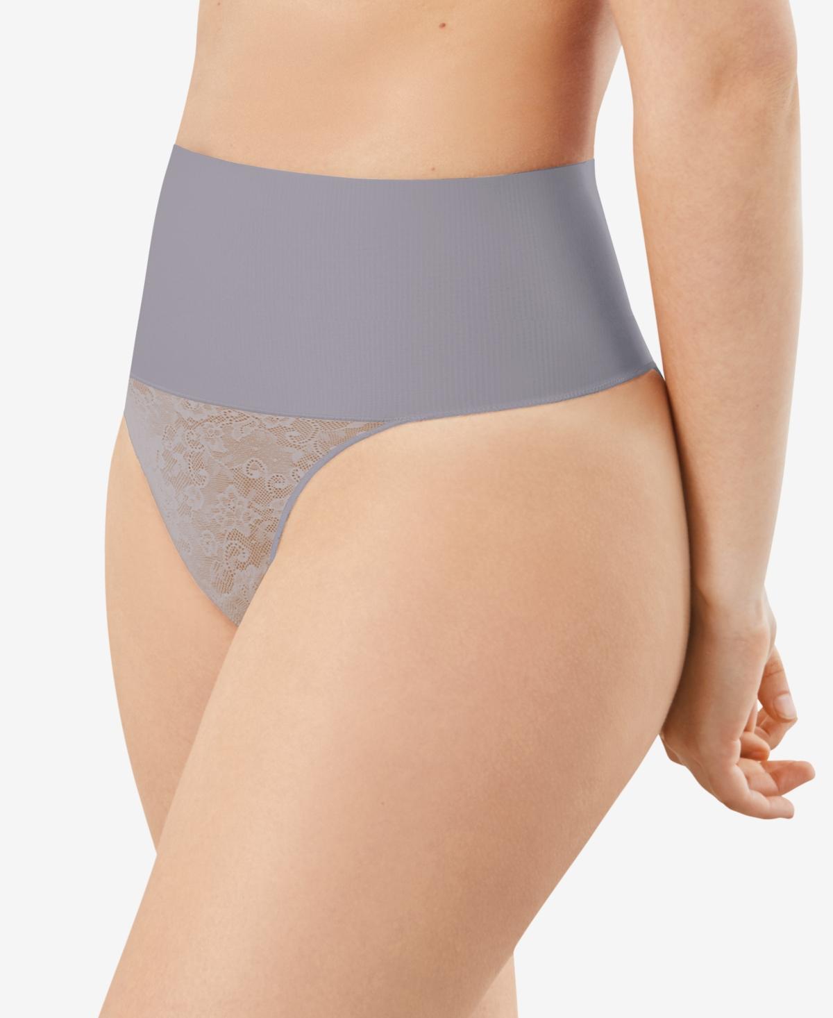 Maidenform Firm Control Shapewear Tame Your Tummy Lace Thong Panty 0049, Women's, Size: Medium, Nude Transparent Lace Product Image