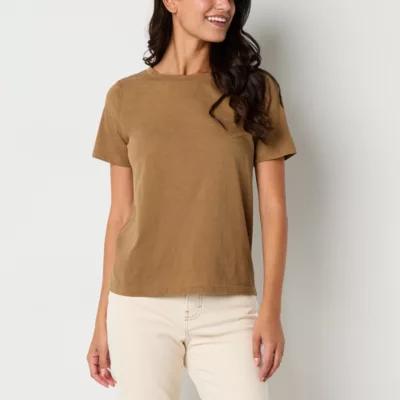 a.n.a Womens Crew Neck Short Sleeve Adaptive T-Shirt Product Image