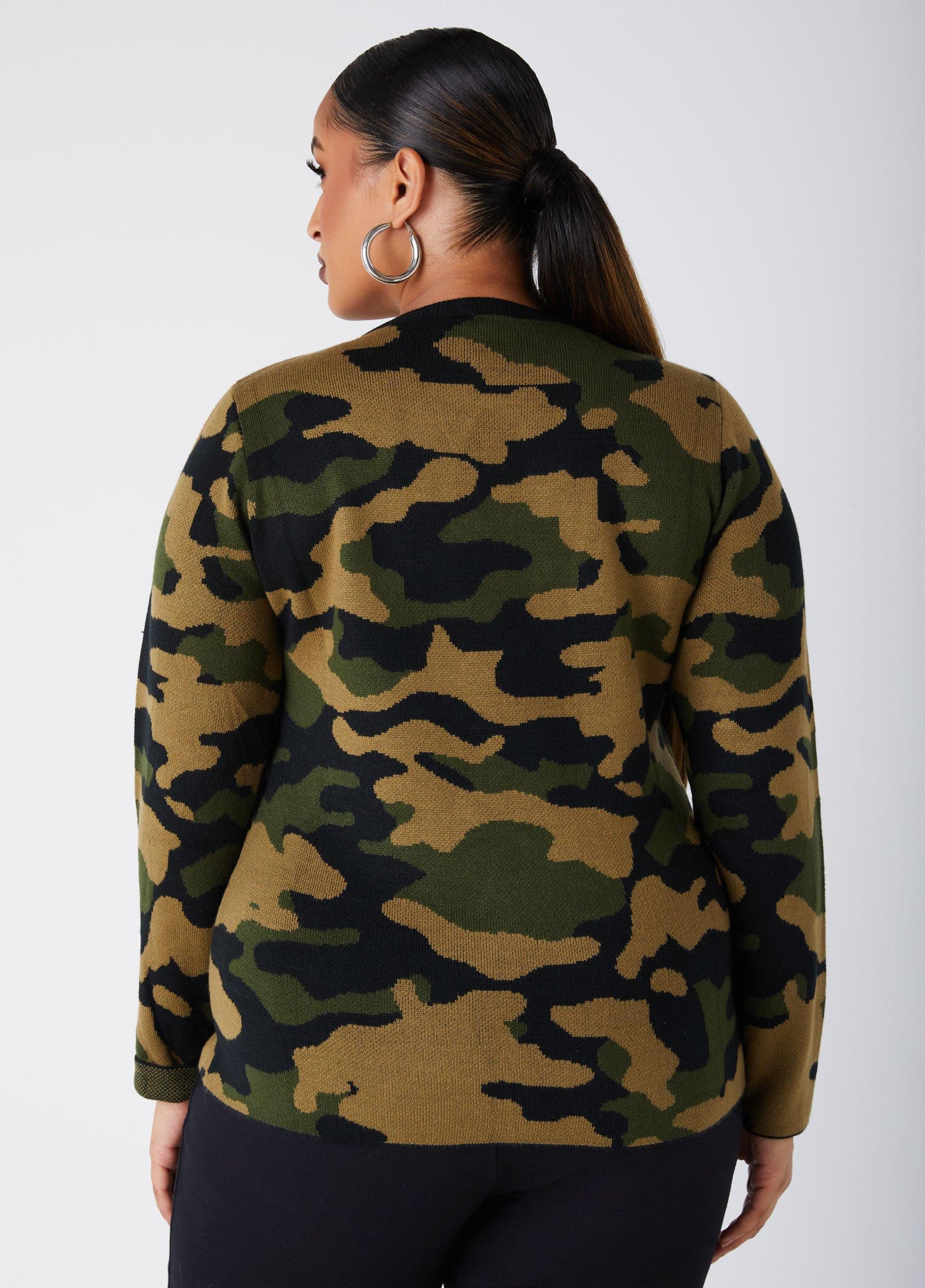 Camo Keyhole Sweater Product Image