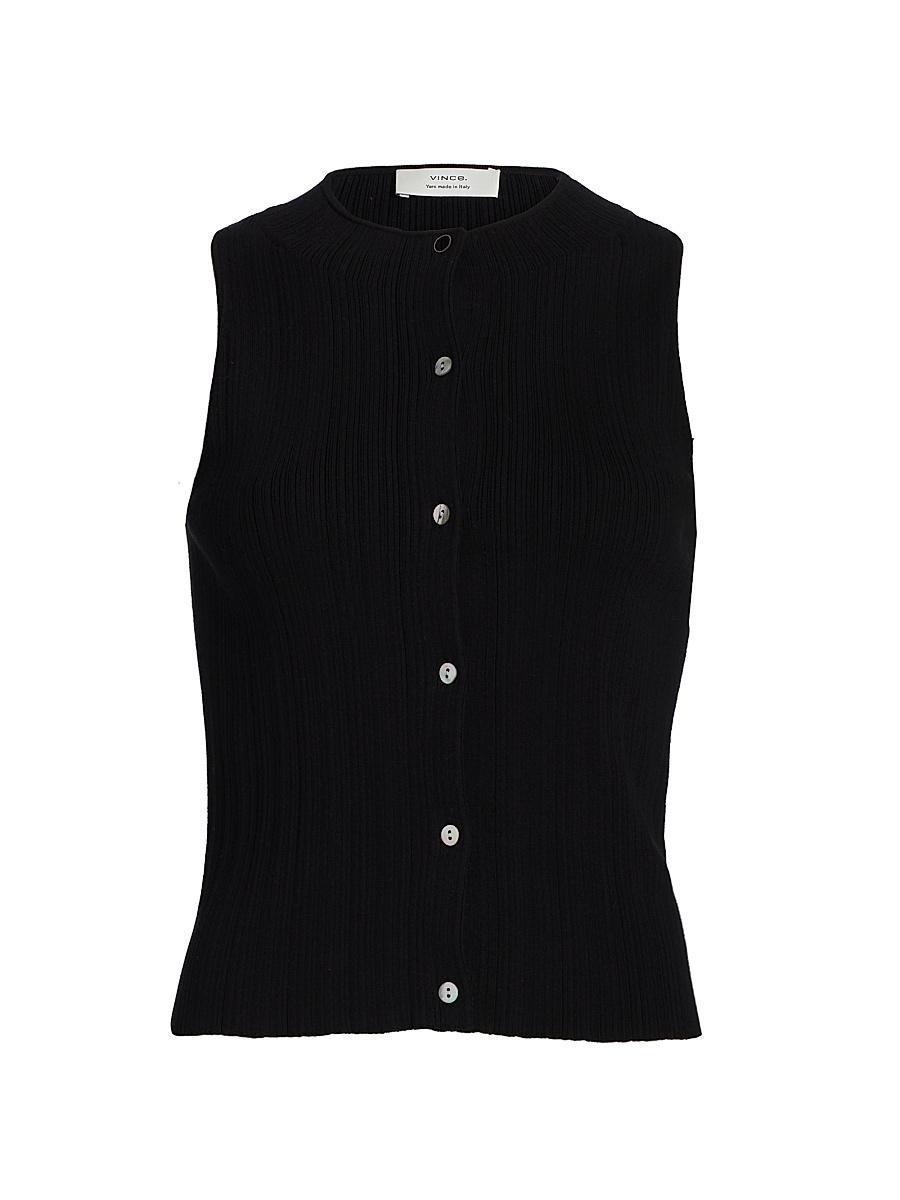Womens Textured Rib-Knit Button-Front Vest Product Image