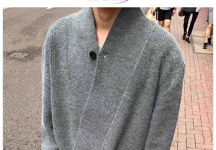 V-Neck Plain Buttoned Wrap Cardigan Product Image