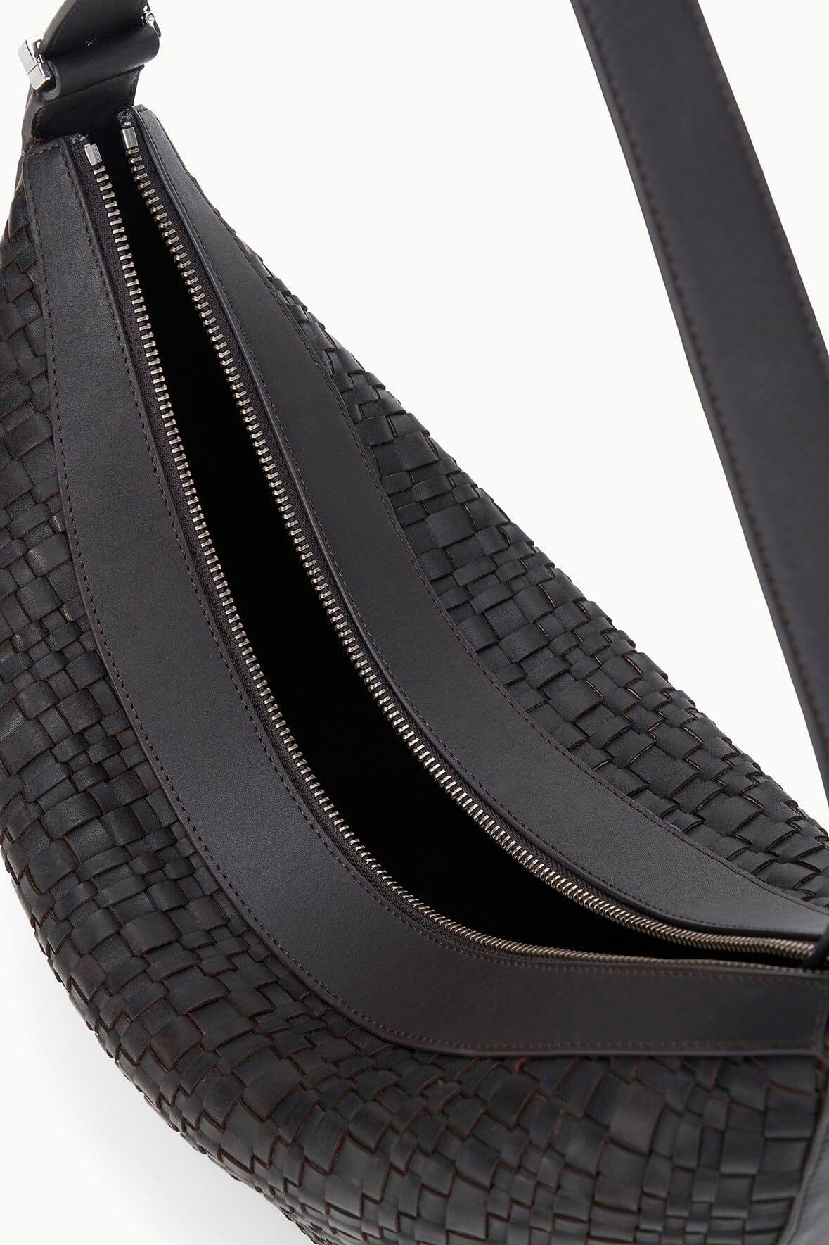 LARGE DEMY SHOULDER BAG | ESPRESSO WOVEN LEATHER Product Image
