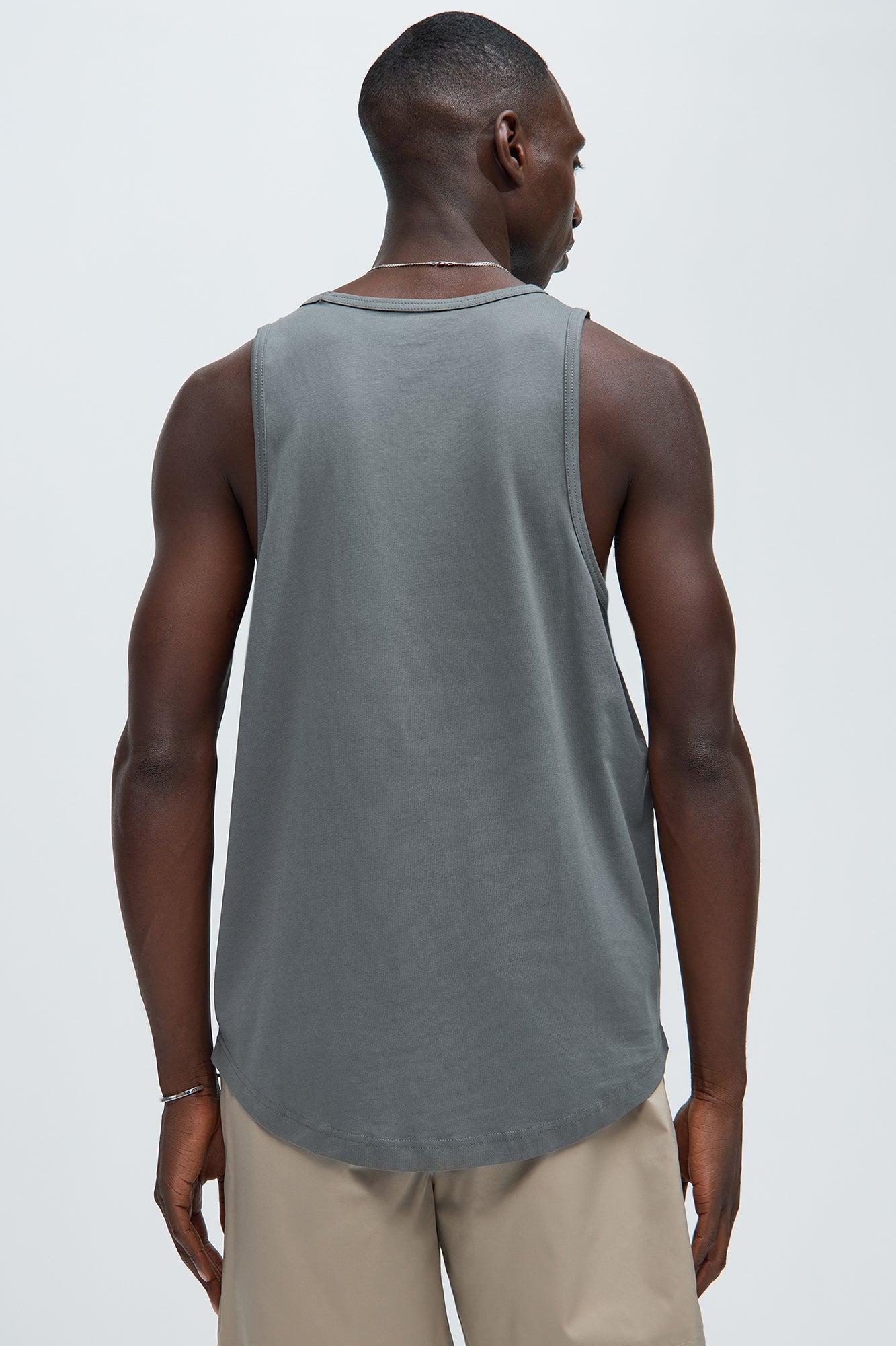 Essential Scallop Tank Top - Charcoal Product Image