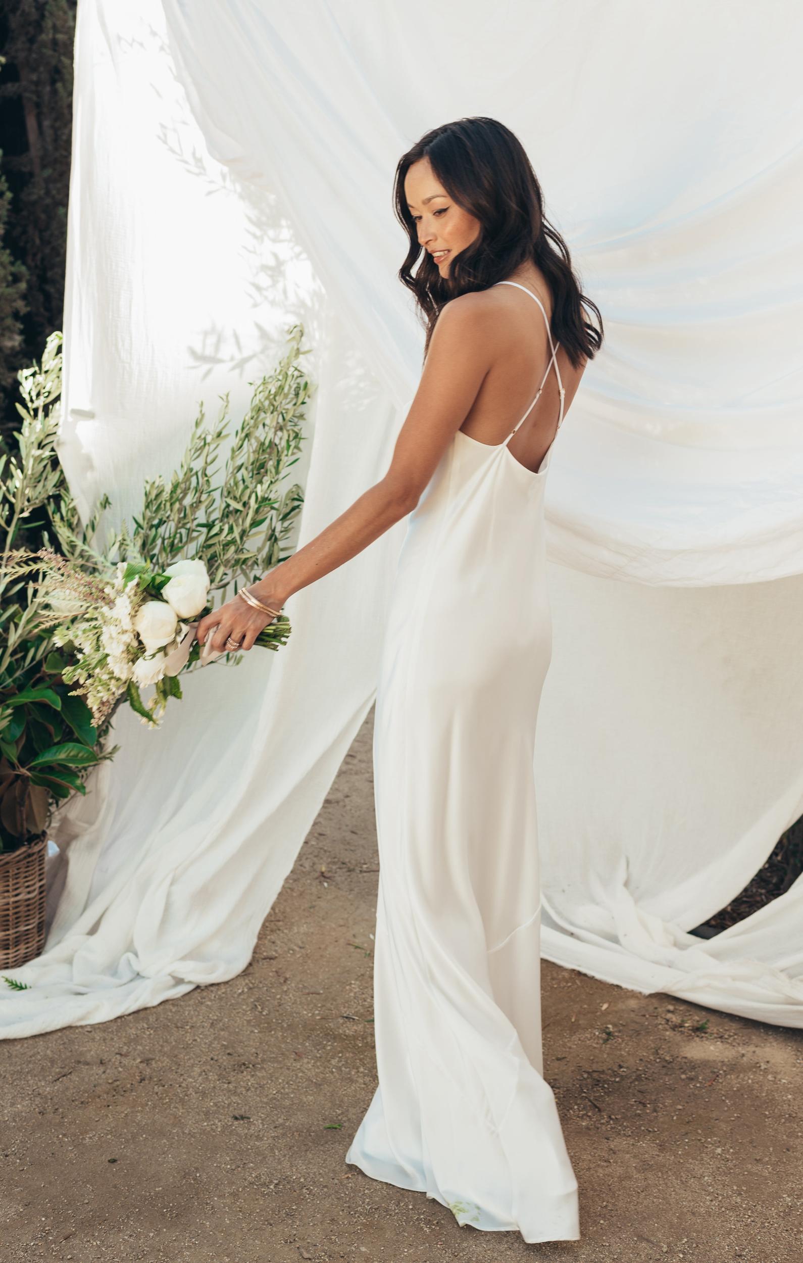 Tuscany Maxi Slip Dress ~ Rose Gold Luxe Satin Product Image