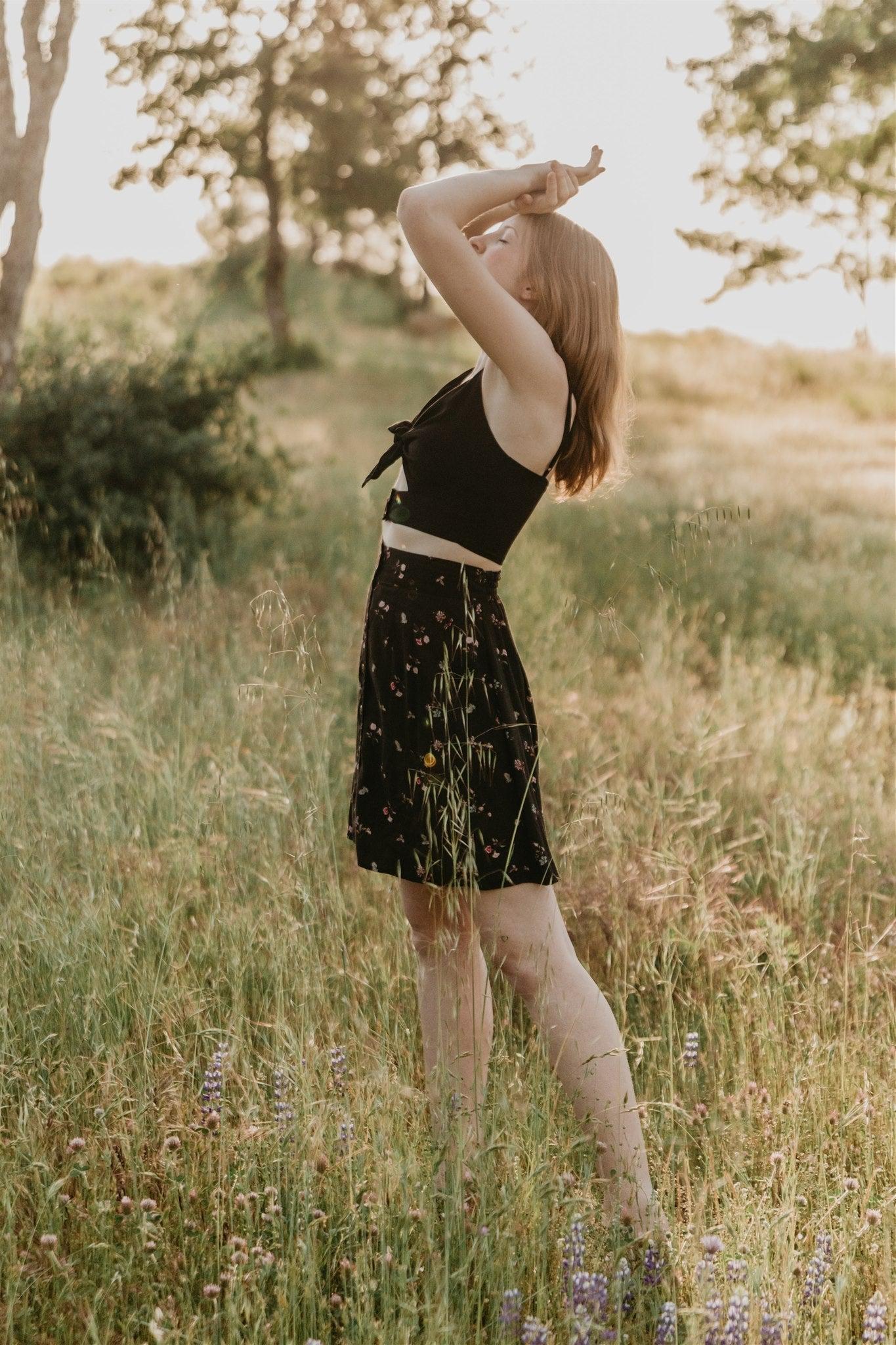 Rah Rah Skirt in Dark Floral Product Image