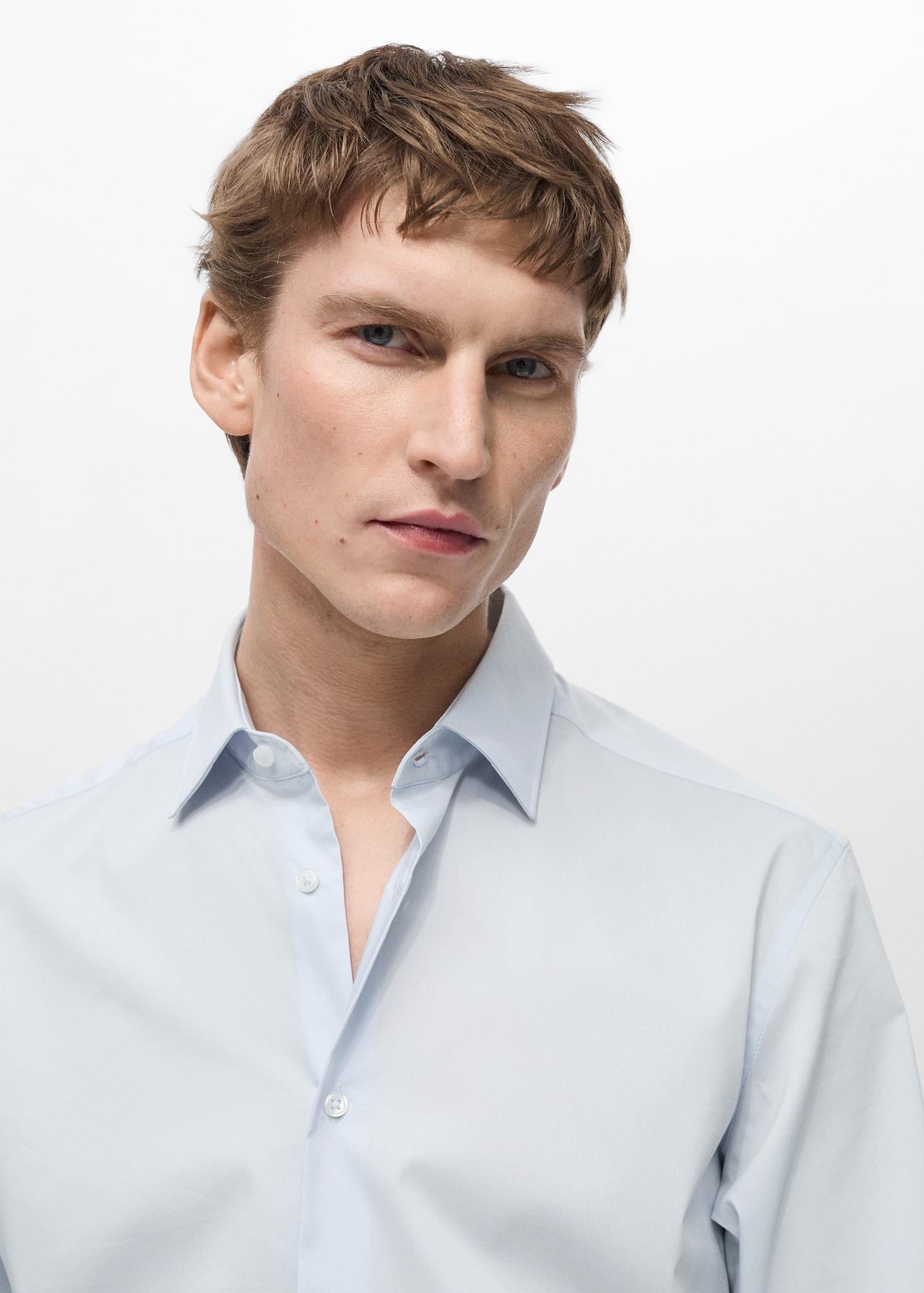 Regular-fit stretch cotton shirt - Men | MANGO USA Product Image