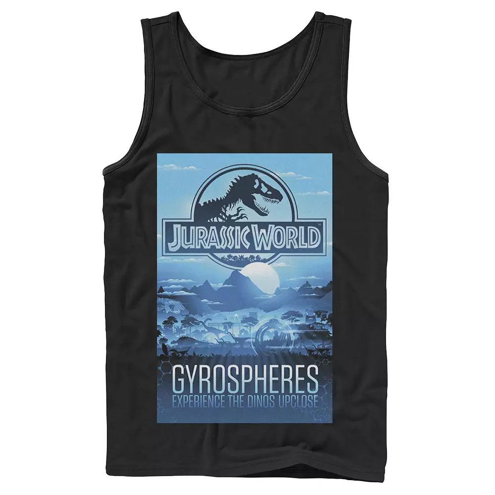Men's Jurassic World Gyrospheres Tour Park Poster Graphic Tank Top, Size: XL, Black Product Image