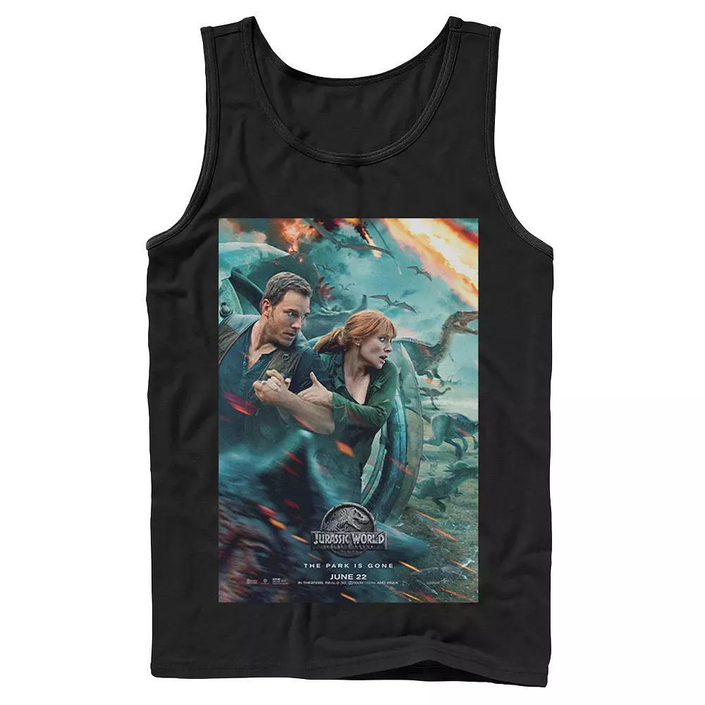 Men's Jurassic World Two Owen Claire Movie Poster Tank Top, Size: XL, Black Product Image