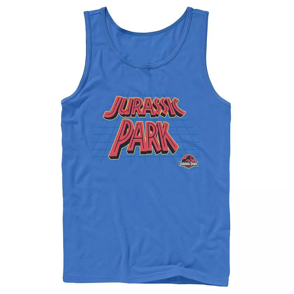 Men's Jurassic Park Tilted Retro Grid Logo Tank Top, Size: XL, Grey Product Image