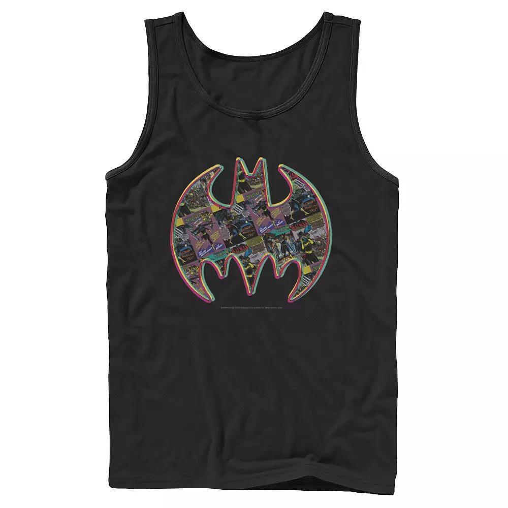 Men's DC Comics Batman Neon Comic Cover Logo Tank Top, Size: Small, Grey Product Image