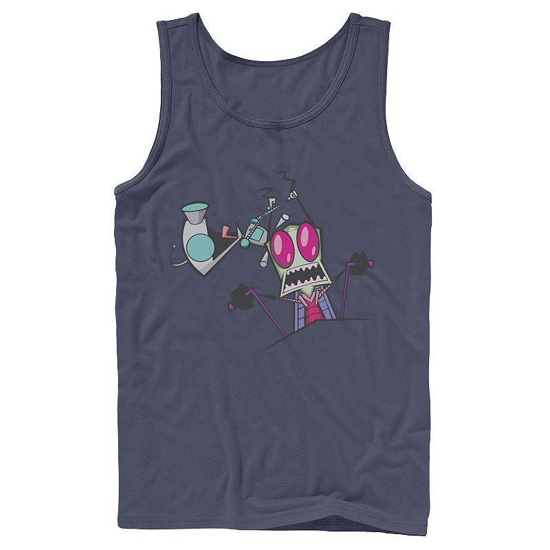 Men's Nickelodeon Invader Zim Gir Pulling Zim's Antennas Portrait Graphic Graphic Tank Top, Size: Large, Athletic Grey Product Image