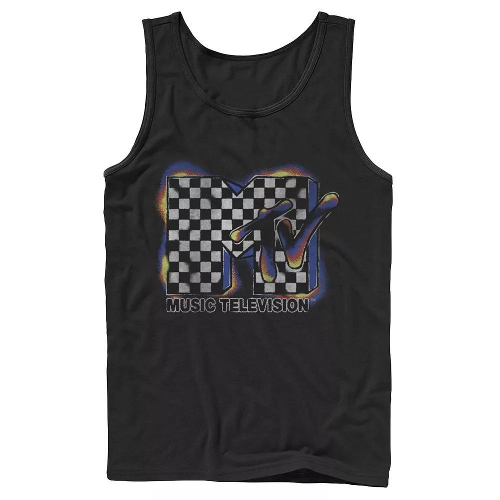 Men's MTV Music Television Burnt Checker Logo Tank Top, Boy's, Size: XL, Black Product Image