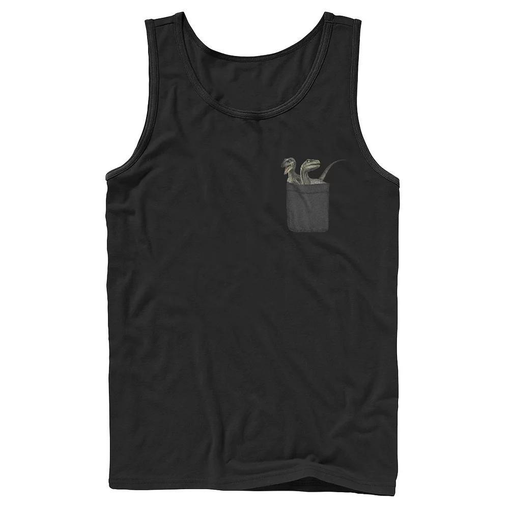 Men's Jurassic Park Raptor Hold Logo Pocket Tank Top, Size: Large, Black Product Image