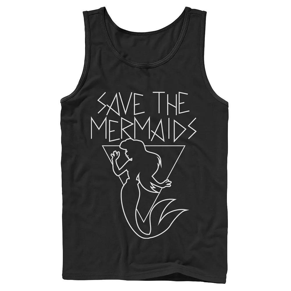Men's Disney's The Little Mermaid Save the Mermaids Line Art Tank Top, Size: Large, Black Product Image