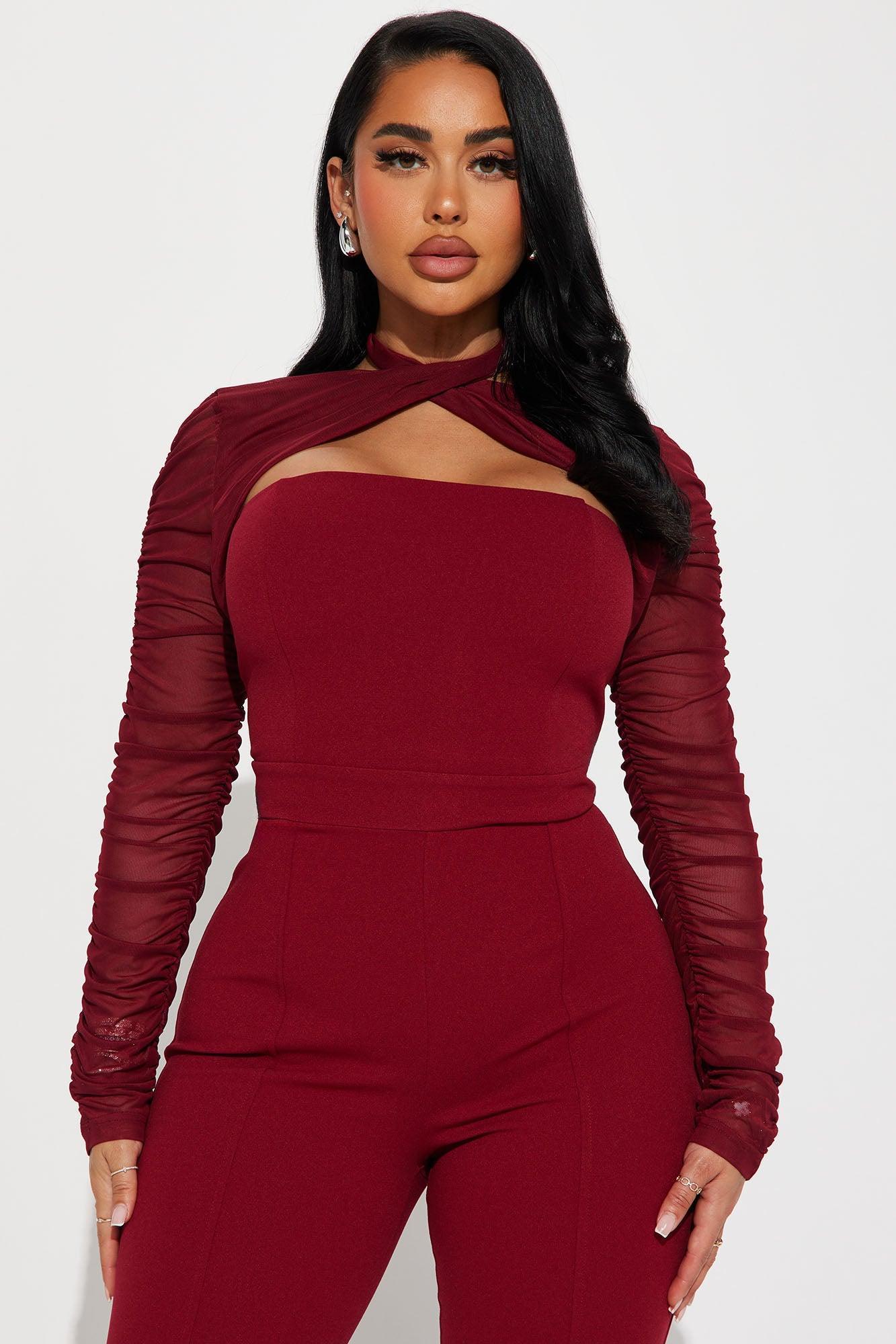 Do It For You Jumpsuit  - Burgundy Product Image