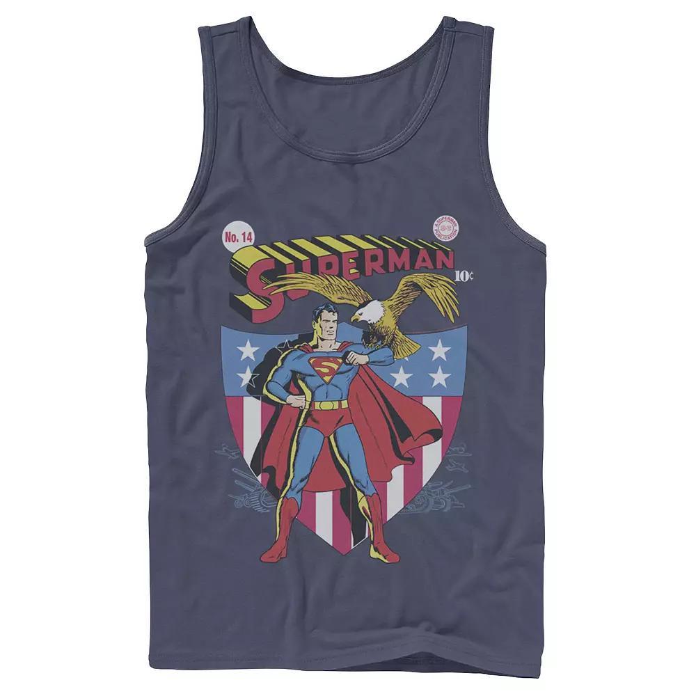 Men's DC Comics Superman Stars And Stripes Poster Tank Top, Size: Small, Blue Product Image
