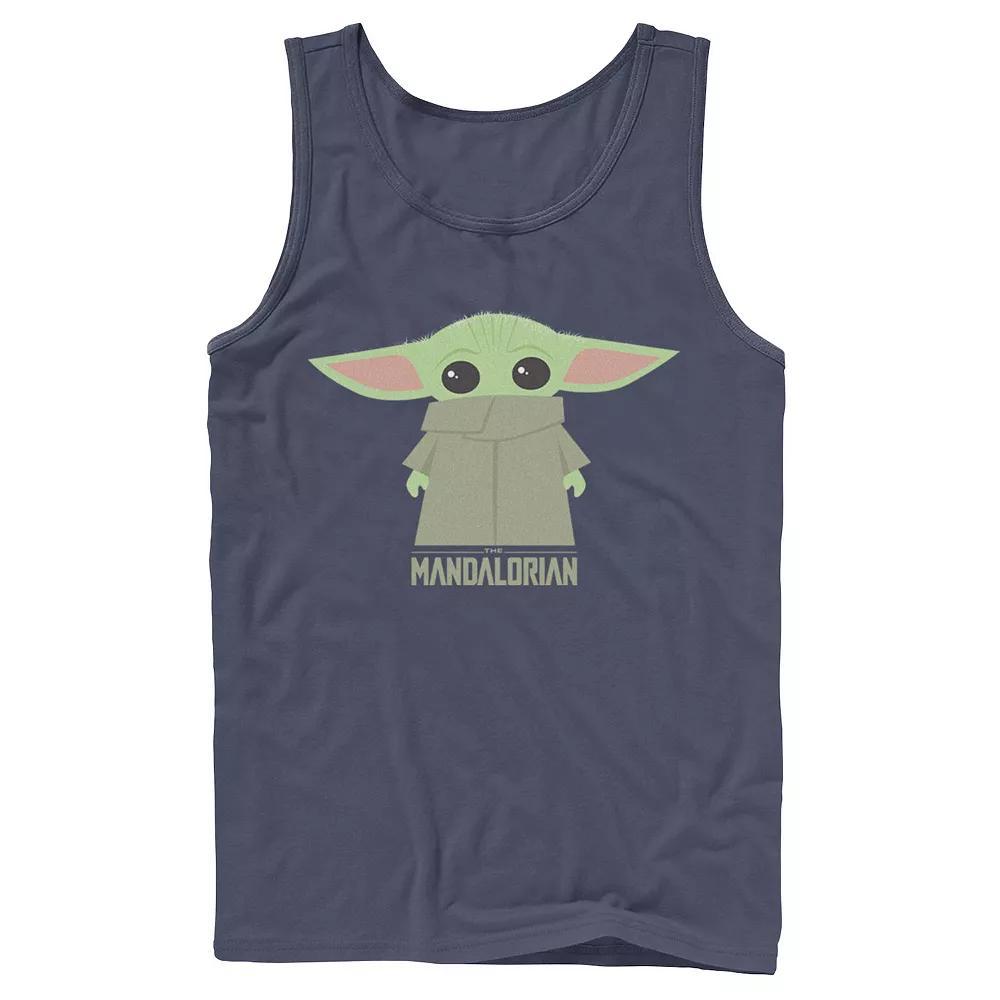 Men's Star Wars The Mandalorian The Child Hidden Face Portrait Tank Top, Size: Small, Blue Product Image