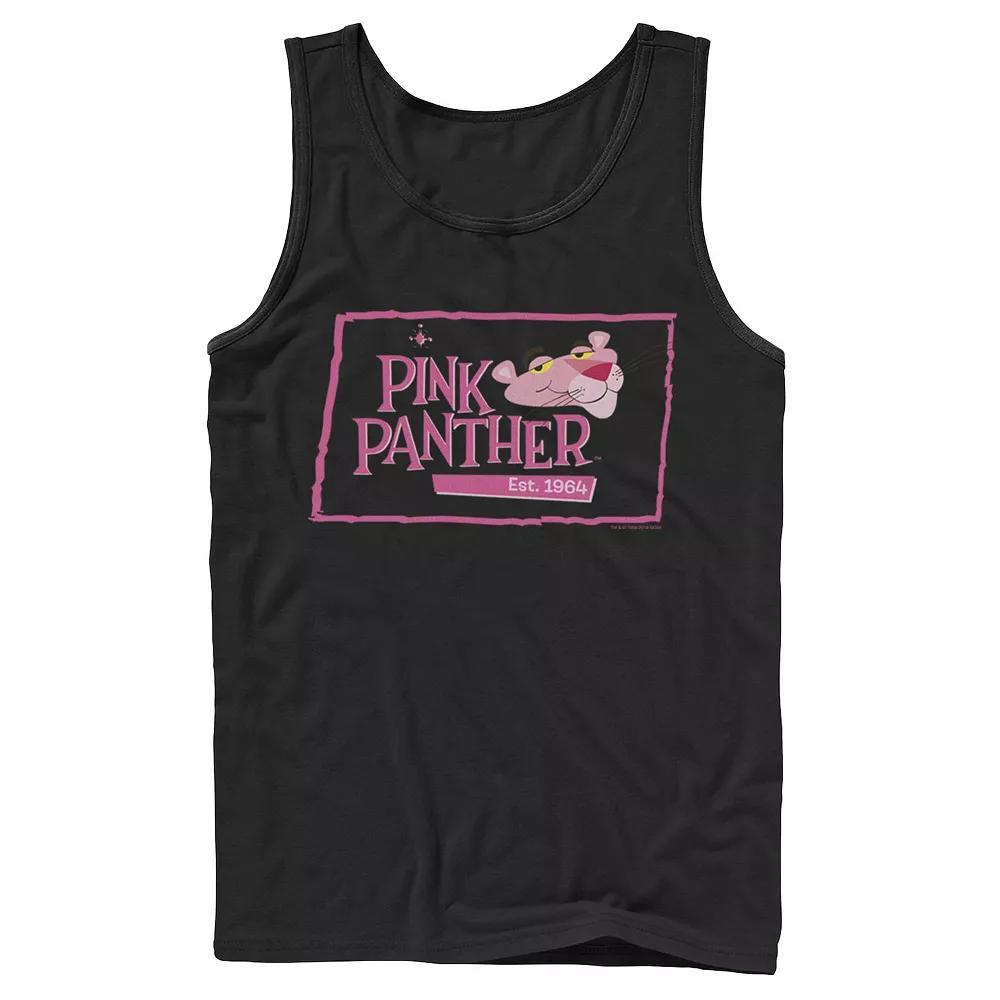 Men's Pink Panther Boxed Portrait Logo Tank Top, Size: Large, Black Product Image
