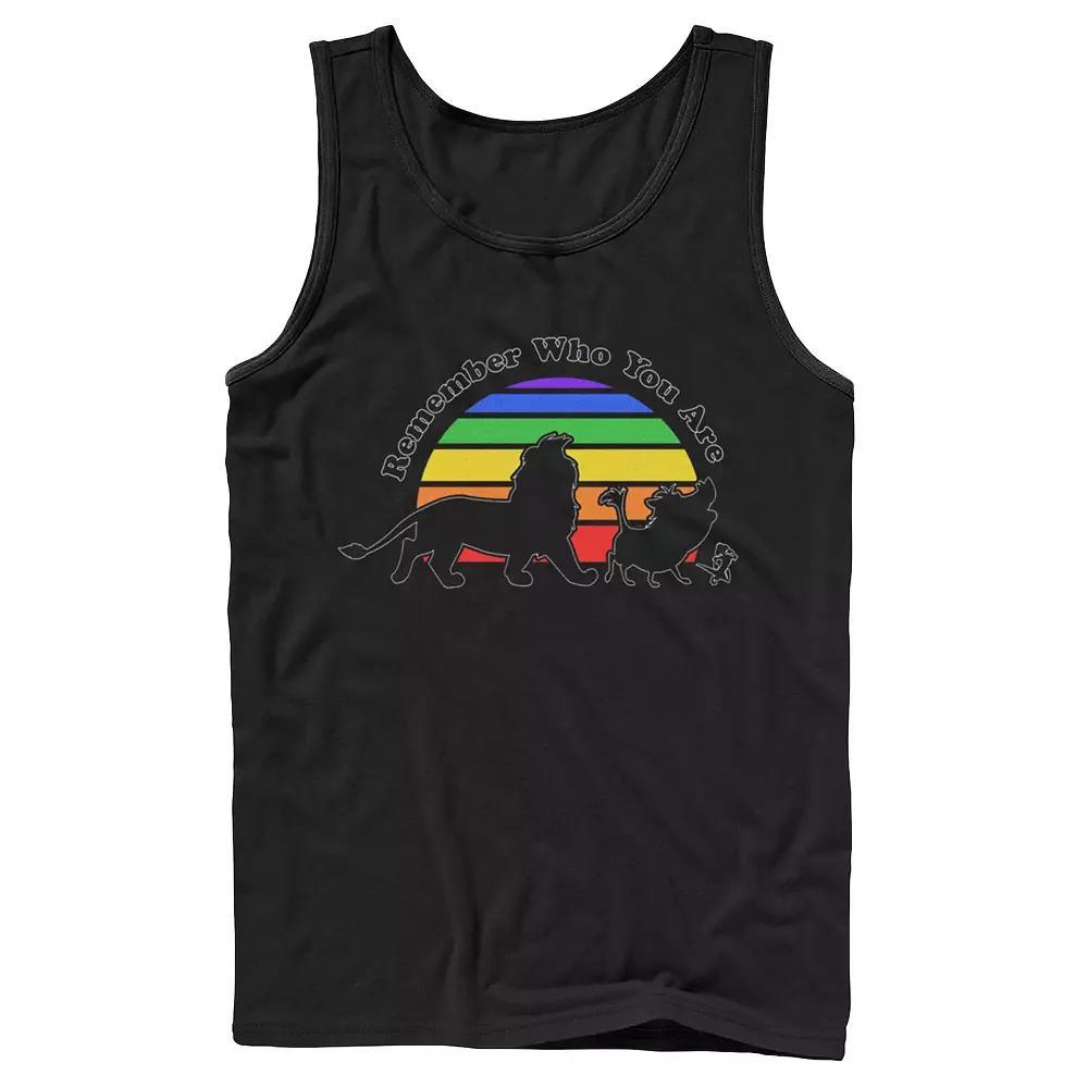 Disney's The Lion King Remember Who You Are Rainbow Sunset Men's Graphic Tank Top, Size: Large, Black Product Image