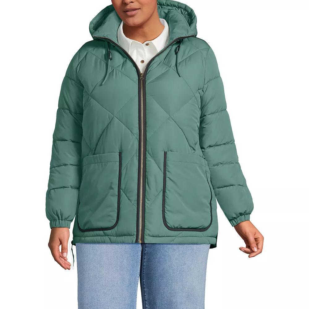 Plus Lands' End FeatherFree Insulated Hooded Quilted Jacket, Women's, Size: 3XL, Dark Auburn Brown Product Image