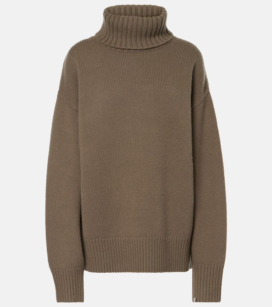 EXTREME CASHMERE N°20 Oversize Xtra Cashmere Turtleneck Sweater In Brown Product Image