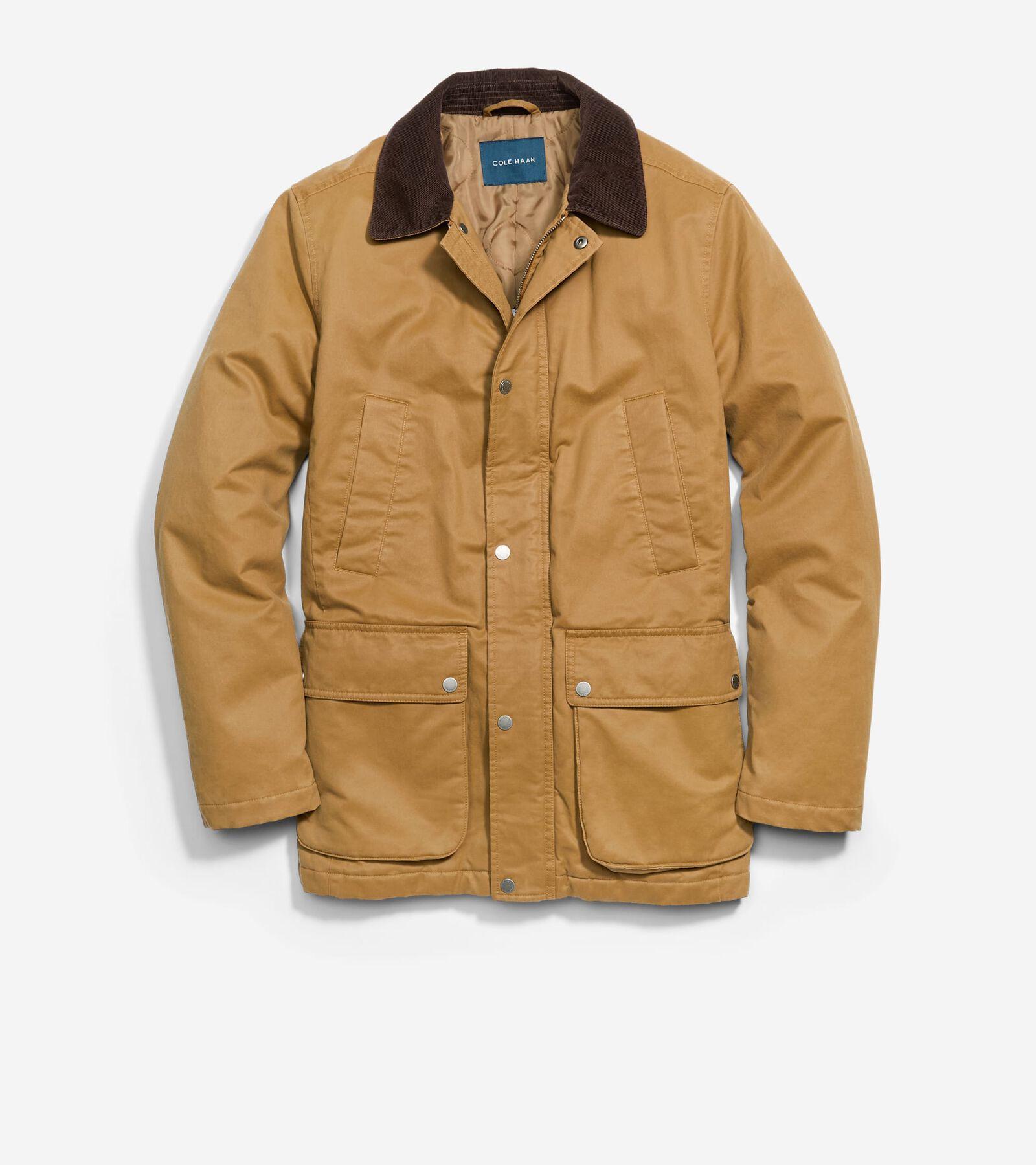 Cole Haan Mens Coated Cotton Rain Jacket - Beige Size XL Product Image