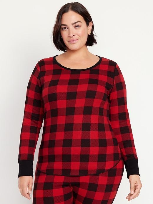 Printed Waffle Pajama Top for Women Product Image