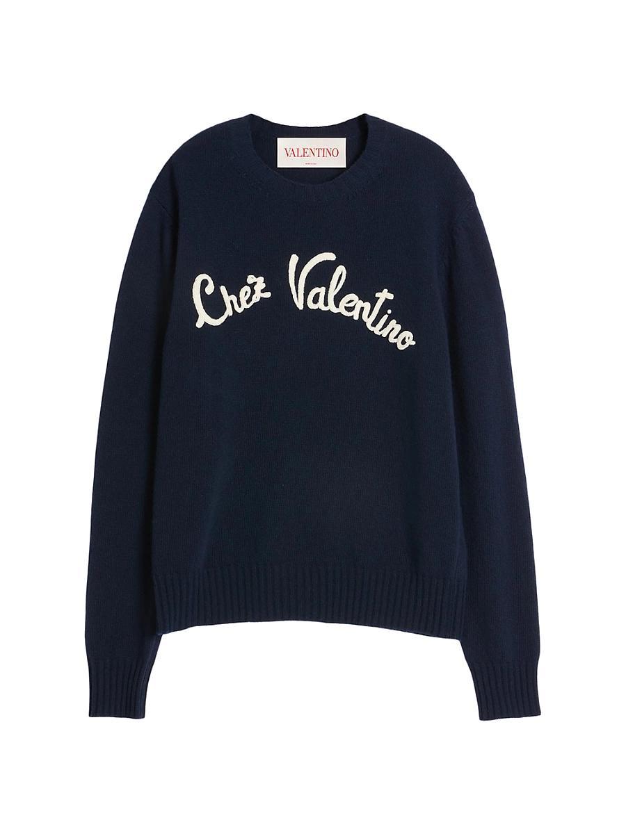 Mens Wool Crewneck Sweater with Embroidery Product Image