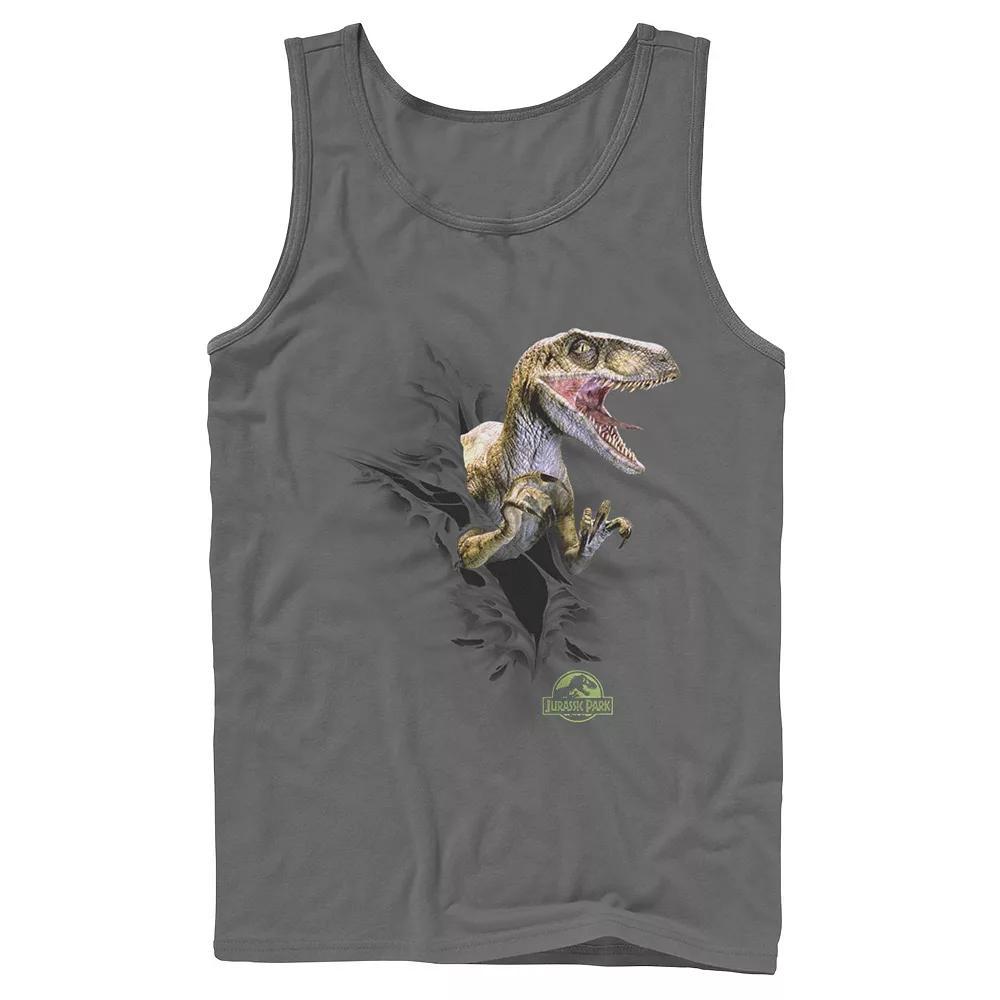 Men's Jurassic Park Velociraptor Tears Through Tank Top, Size: Small, Blue Product Image