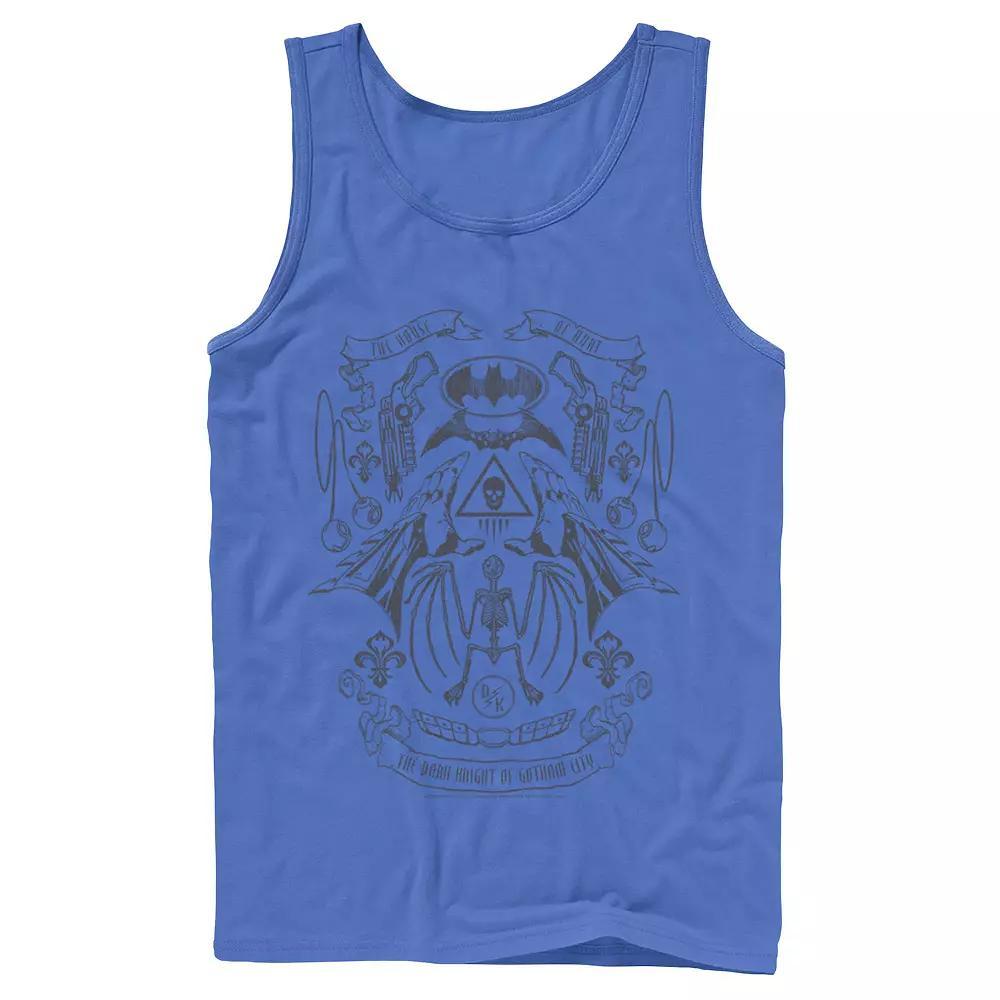 Men's Batman Utility Belt Collage Line Art Tank Top, Size: Large, Athletic Grey Product Image