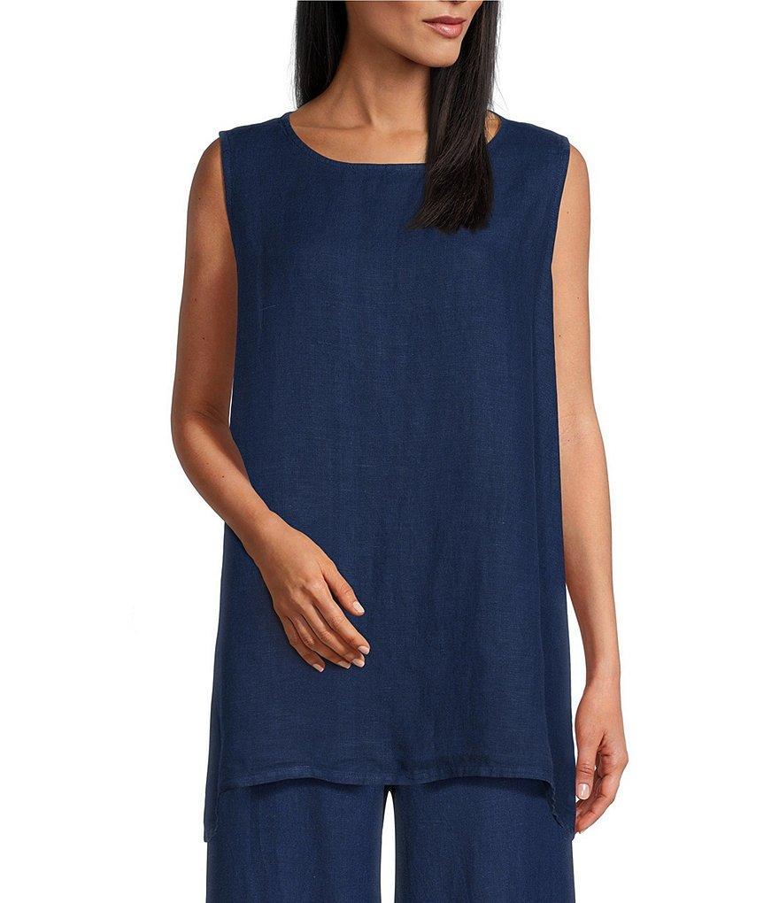 Bryn Walker Pira Light Linen Round Neck Sleeveless Oversized Tank Product Image