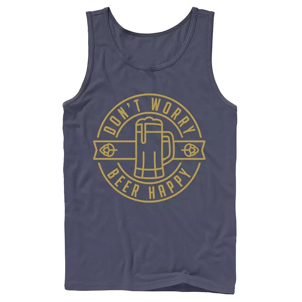 Men's Don't Worry Beer Happy Circle Tank Top, Size: XL, Black Product Image