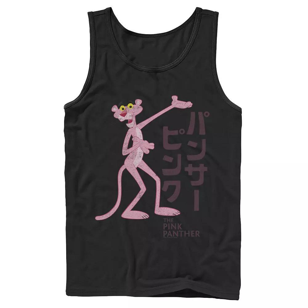 Men's Pink Panther Kanji Portrait Logo Tank Top, Size: Large, Black Product Image
