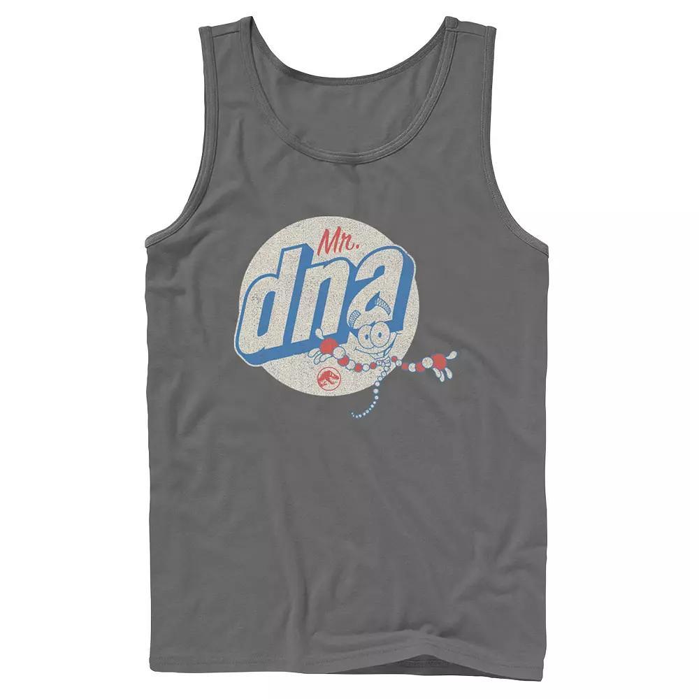 Men's Jurassic World Vintage Mr. DNA Logo Tank Top, Size: XL, Grey Product Image