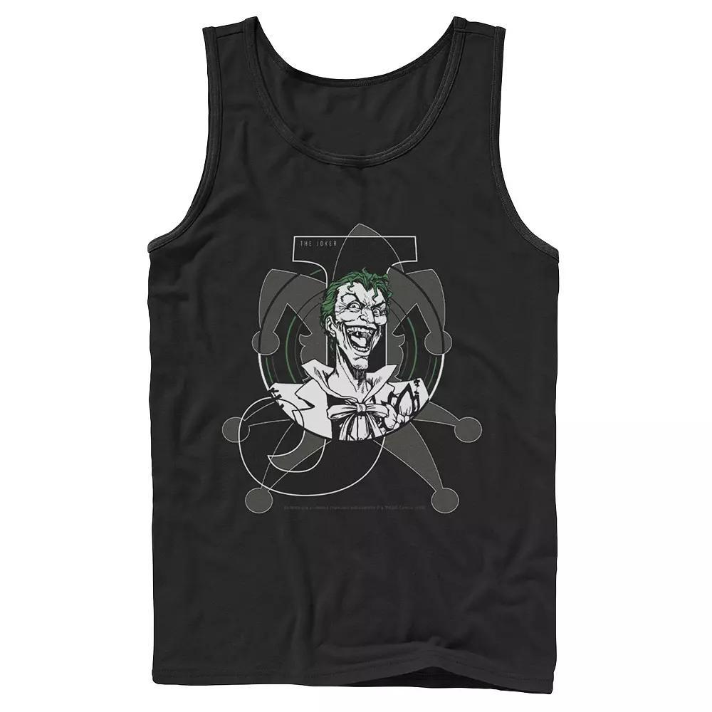 Men's DC Comics Joker Card Laughing Poster Tank Top, Size: Large, Black Product Image