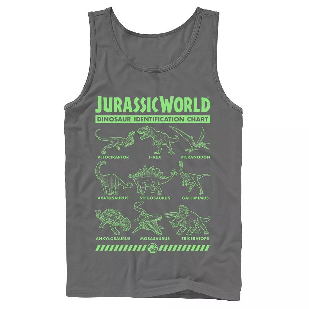 Men's Jurassic World Two Dino Gradient ID Chart Tank Top, Size: XL, Black Product Image