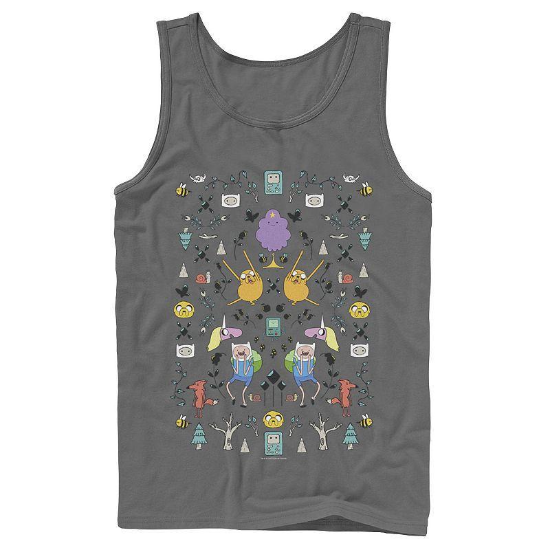 Men's Cartoon Network Adventure Time Finn & Jake Rainbow Banner Tank Top, Size: XL, Grey Product Image