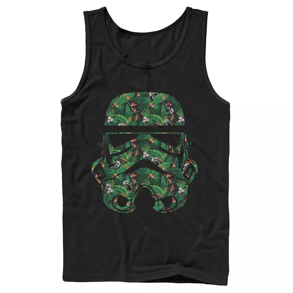 Men's Star Wars Stormtrooper Tropical Helmet Floral Fill Tank Top, Size: Large, Black Product Image