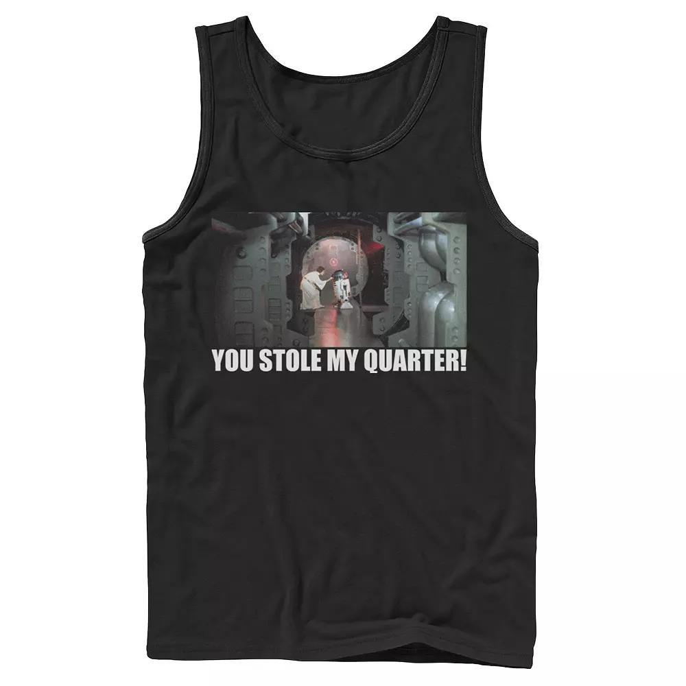 Men's Star Wars Princess Leia & R2-D2 You Stole My Quarter Tank Top, Boy's, Size: XL, Black Product Image