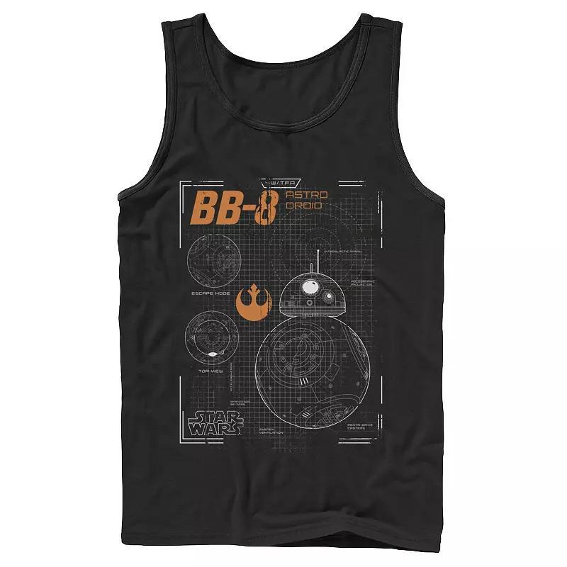 Men's Star Wars BB-8 Schematic Outline Tank Top, Size: XL, Black Product Image