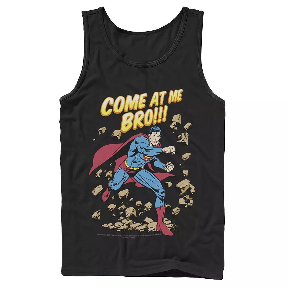 Men's DC Comics Superman Come At Me Bro Text Poster Tank Top, Size: XL, Black Product Image