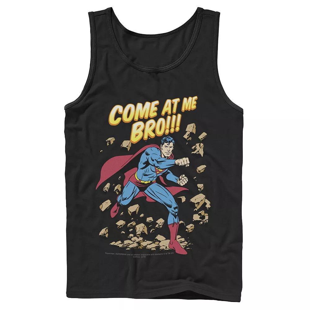 Men's DC Comics Superman Come At Me Bro Text Poster Tank Top, Size: XL, Black Product Image