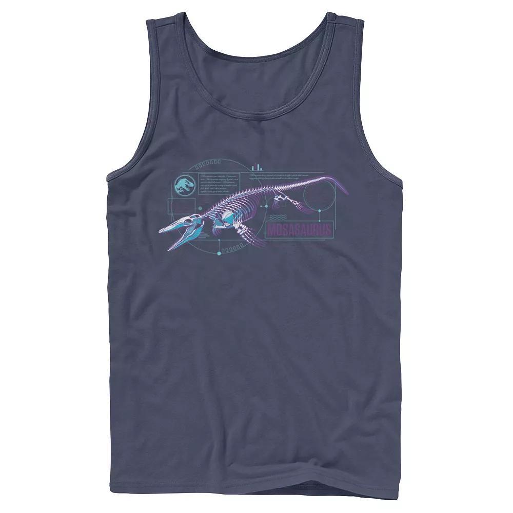 Men's Jurassic World Mosasaurus Skeleton X Ray Tank Top, Size: Small, Blue Product Image
