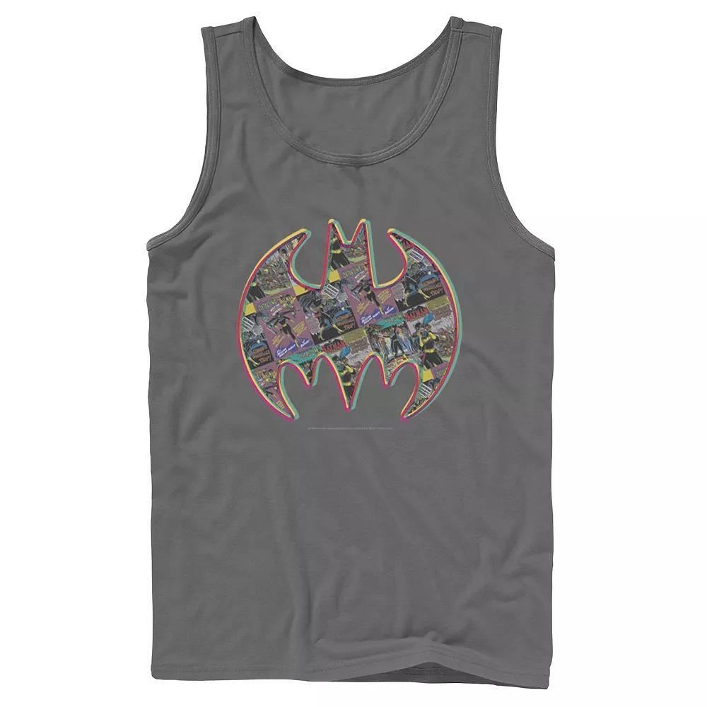 Men's DC Comics Batman Neon Comic Cover Logo Tank Top, Size: Small, Grey Product Image